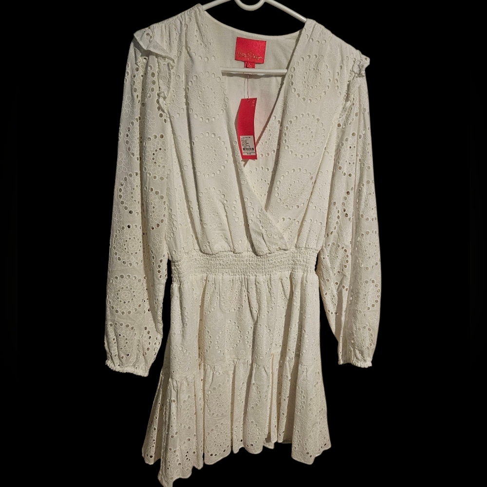 Lilly Pulitzer White Long Sleeve Eyelet Dress - Picture 2 of 8